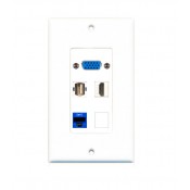 Placa Tapa DECORA con VGA + HDMI 1.4 + USB 2.0 + Jack RJ45 Cat6